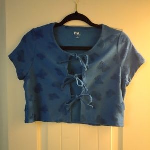 Blue Butterfly Tie Top